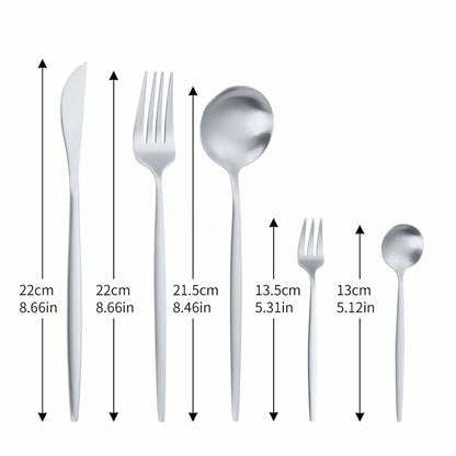 Home Tableware Silver Dinner Set Stainless Steel Cutlery Set Dinnerware Kitchen Spoon Knife Fork Western Cutlery Set 24 Piece