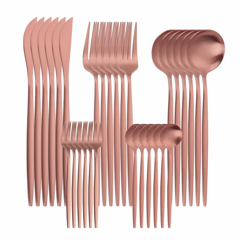 Home Tableware Silver Dinner Set Stainless Steel Cutlery Set Dinnerware Kitchen Spoon Knife Fork Western Cutlery Set 24 Piece
