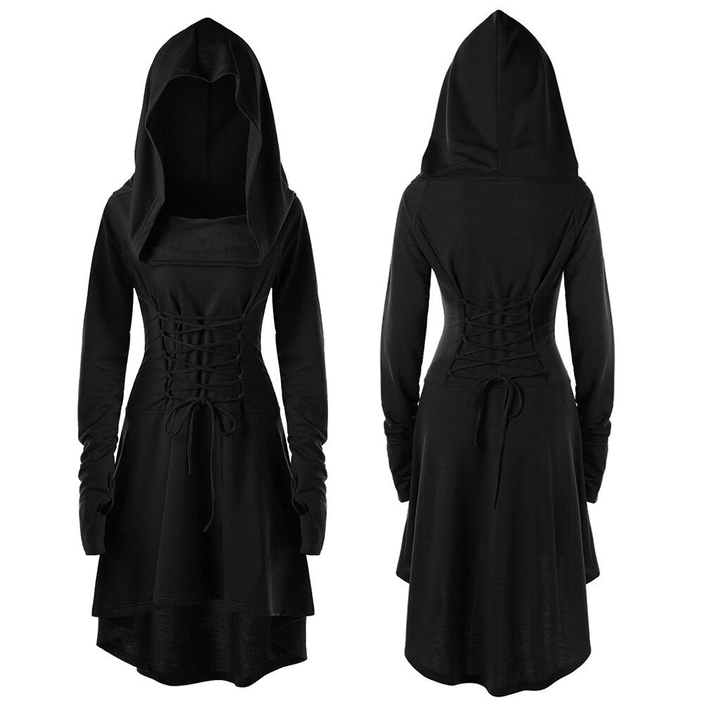 Hoodie Dress 2019 Vintage Long Sleeve Gothic Dress Women Casual Fashion Elegant Dresses Woman Party Night Vestidos