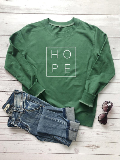 Women's Hope Christian Sweater & T-shirt Graphic Religious Fashion Clothing Bible Pullover Hope Faith Jumper Tops Spring Long Sleeve