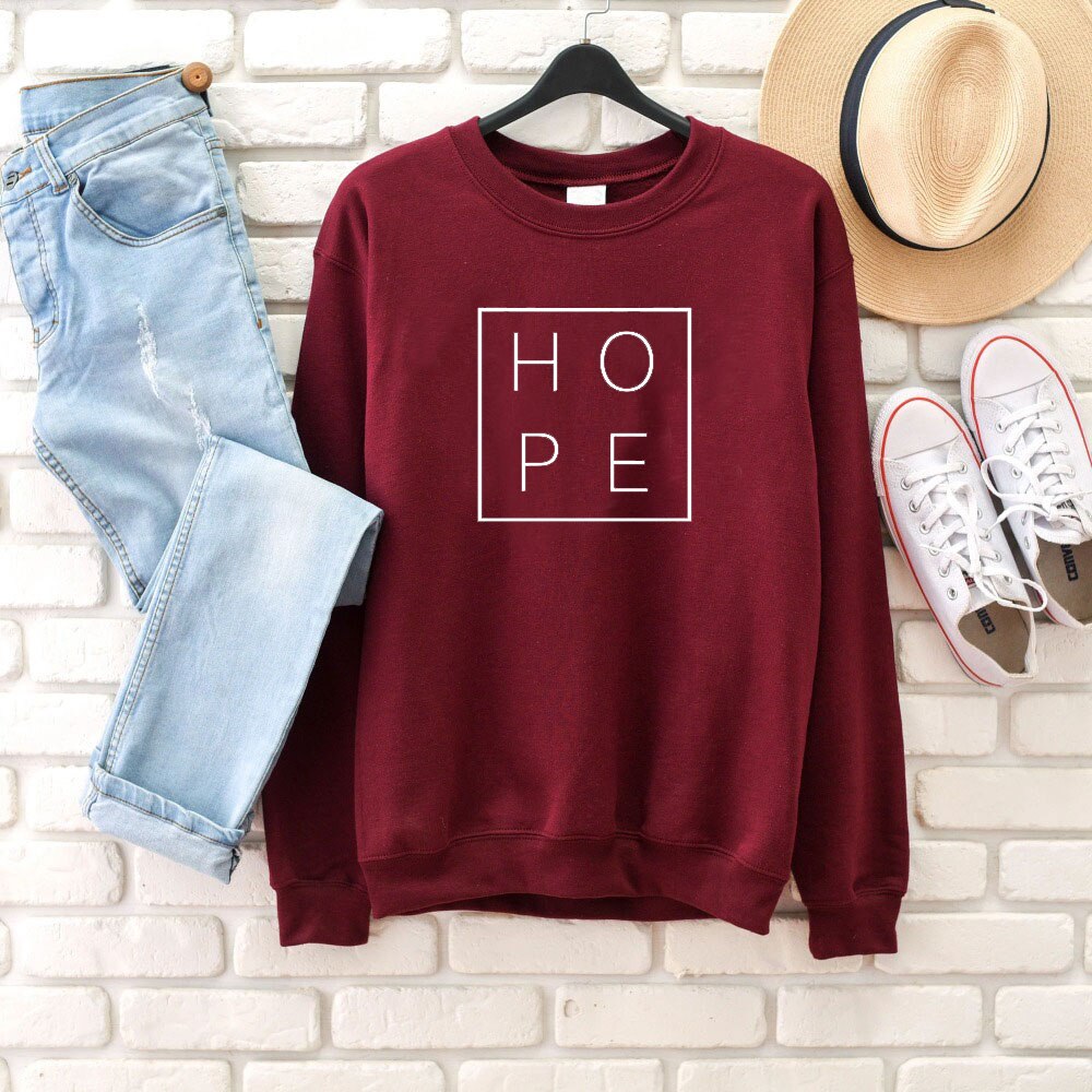 Women's Hope Christian Sweater & T-shirt Graphic Religious Fashion Clothing Bible Pullover Hope Faith Jumper Tops Spring Long Sleeve
