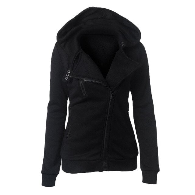 Casual Sweatshirt Women's Autumn And Winter New Style Brushed And Thick Europe And America Long Sleeve Oblique. Sweater