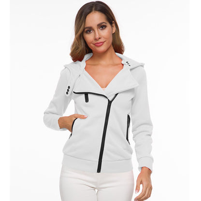 Casual Sweatshirt Women's Autumn And Winter New Style Brushed And Thick Europe And America Long Sleeve Oblique. Sweater