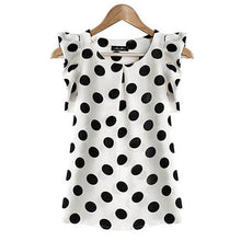 Cargar imagen en el visor de la galería, Hot Women Summer Casual Polka Dot Round Neck Short Sleeve Shirt Top Chiffon Blouse
