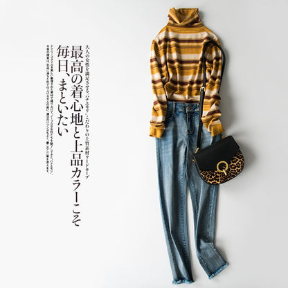 Women's Knitted Cashmere Sweaters, Striped autumn and winter sweaters S-XXXL