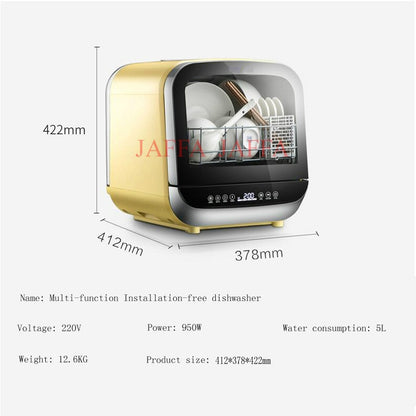 Household automatic multi function dishwasher desktop free installation smart dishwasher
