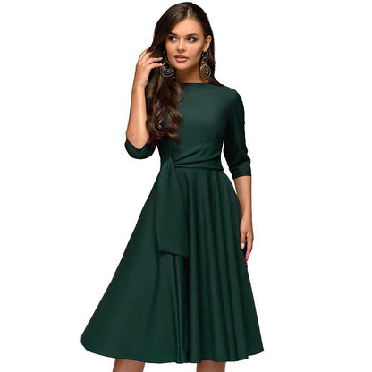 ICHOIX 2019 Spring Summer Women's Dress Elegant Solid dress Ladies Slim Office Party Dress Sashes Women's Clothing