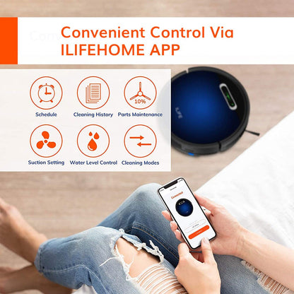 ILIFE B5 Max Robot Vacuum Cleaner,Cellphones WIFI APP Control,Mop & Sweep,Strong suction 2000pa,600ml Large Dustbox,1L Dust bag