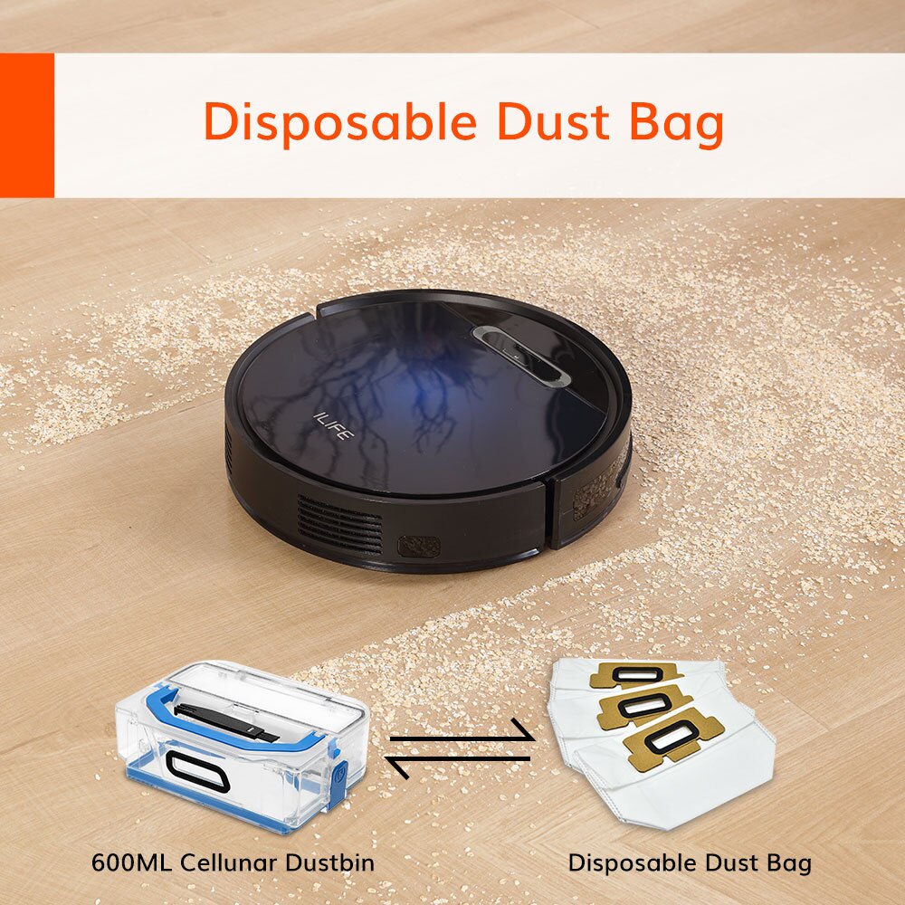 ILIFE B5 Max Robot Vacuum Cleaner,Cellphones WIFI APP Control,Mop & Sweep,Strong suction 2000pa,600ml Large Dustbox,1L Dust bag