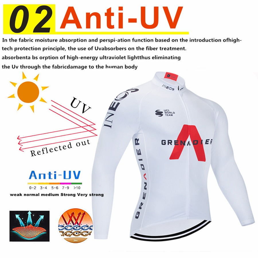 INEOS 2022 Winter Cycling Clothing Long Sleeve Jersey Mens New Team Warm Jacket Set MTB Clothes Thermal Fleece Ropa Ciclismo