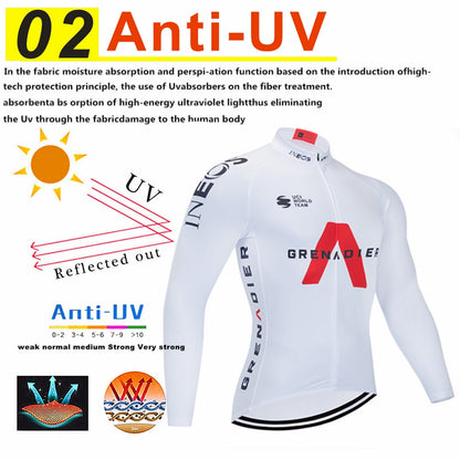 INEOS 2022 Winter Cycling Clothing Long Sleeve Jersey Mens New Team Warm Jacket Set MTB Clothes Thermal Fleece Ropa Ciclismo
