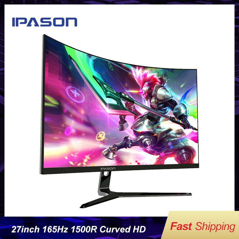 IPASON Gaming Monitor GR272 1500R Curved 27-inch 1920*1080 165Hz High Refresh Rate  Desktop Adeptive-Sync For Desktop Computers