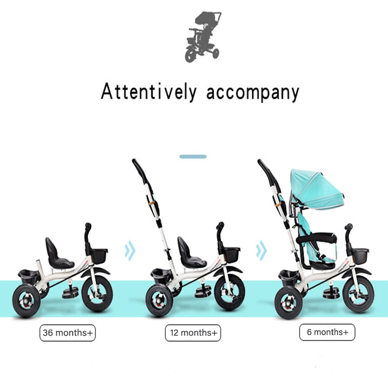 Infant Child Tricycle Bicycle Folding 1-3-5 Years Old Rotating Seat Baby Stroller 3 in 1 Three Wheels Child Stroller Bicycle