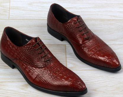 Italian oxford shoes for men luxury men's genuine leather lace up dress derby shoes alligator print wedding stripe derbies man