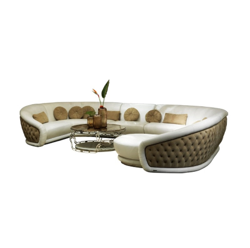 Italy Design Enclosure U-Shape Sofa for Large Spaces / Faux Leather Upholstery