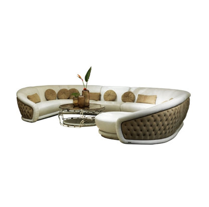 Italy Design Enclosure U-Shape Sofa for Large Spaces / Faux Leather Upholstery