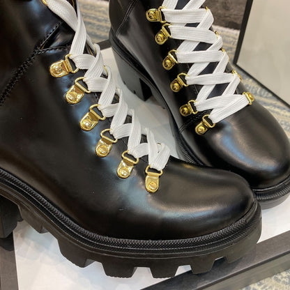 Italy new 2020 British Leather scooter thin boot for summer, zipper, middle boot, lace-up, Martine boot Girl，genuine leather