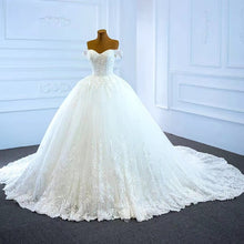 Load image into Gallery viewer, J66712 Elegant Sweetheart Princess Wedding Dresses 2020 Appliques Ball Gowns Short Sleeve Off The Shoulder
