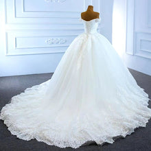 将图片加载到图库查看器，J66712 Elegant Sweetheart Princess Wedding Dresses 2020 Appliques Ball Gowns Short Sleeve Off The Shoulder
