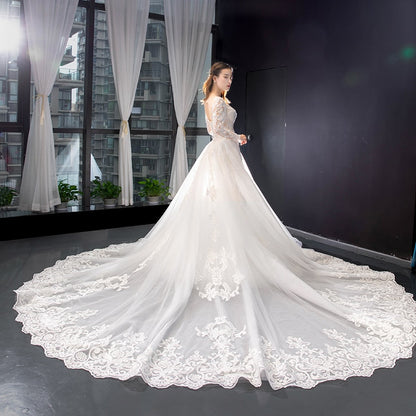 J66856 Jancember Crystal Mermaid Wedding Dress 2021 Long Sleeve Plus Size Bridal Gowns Appliques Lace Up Back