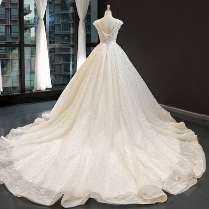 J66904 jancember women wedding dress 2019 with train ruffles sequined lace up pleat wedding dress ball gown платье на свадьбу