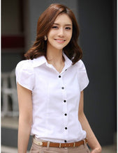 Charger l&#39;image dans la galerie, JFUNCY 2019 New Women&#39;s OL White Shirt Female Short Sleeved Workwear Button Up Blouse for Office Lady Plus Size 4XL Tops
