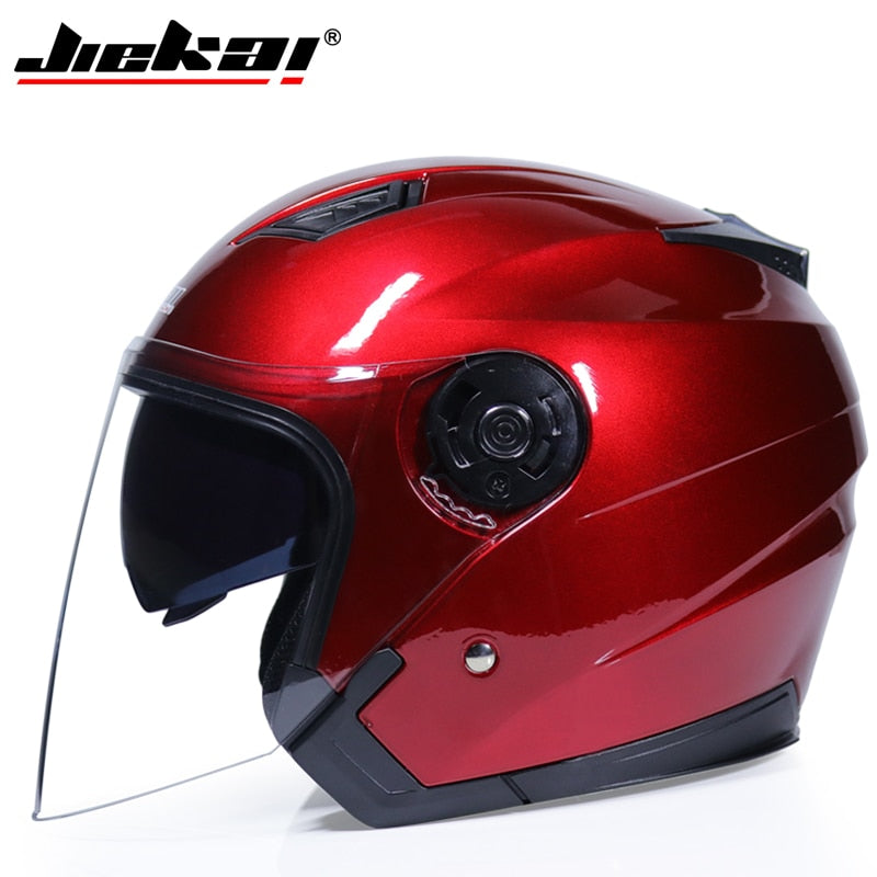 JIEKAI Motorcycle Helmets Electric Bicycle Helmet Open Face Dual Lens Visors Men Women Summer Scooter Motorbike Moto Bike Helmet