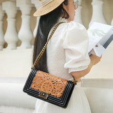 Load image into Gallery viewer, JOJUJOS Genuine Leather Crossbody Bag Female Bag Messenger Bag Vintage Carved Flower Purses and Handbags Luxury Designer Bags
