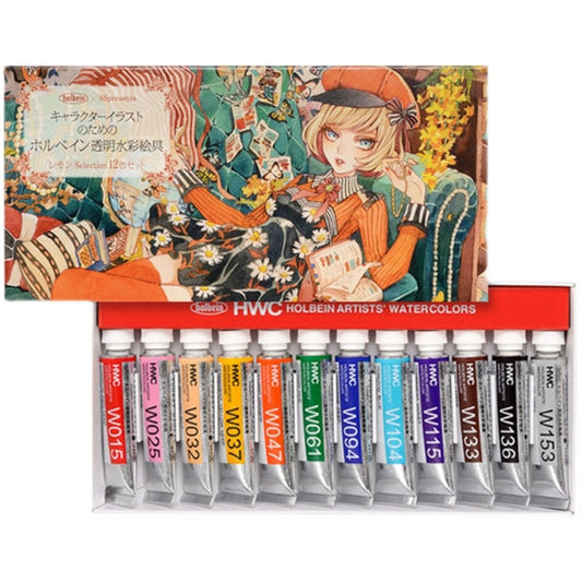 Japan Holbein Natsume Lemon Joint Transparent Watercolor Paint 12 Color Set Water Color Set Painting Art Supplies