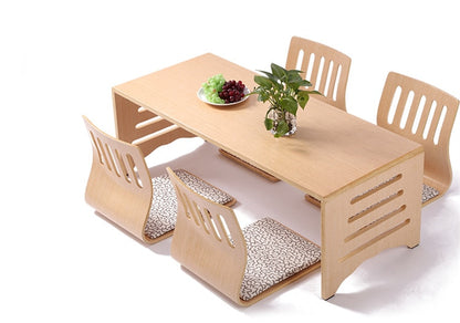 Japanese Style Dining Table Chair Set Asian Floor Low Solid Wood Table Dining Room Set Zaisu Chair 5pcs/set comedor 4 sillas