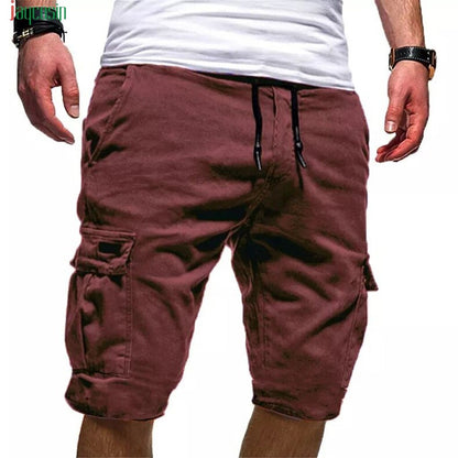 Jaycosin Men's Military Cargo Shorts New Solid Tactical Shorts Men Cotton Loose Work Casual Short Pants Drawstring Pantalones