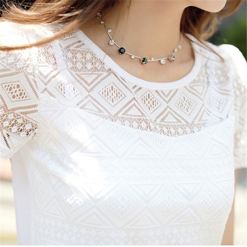 Jeseca New Women Clothing Chiffon Blouse Lace Crochet Female Korean Shirts Ladies Blusas Tops Shirt White Blouses Slim Fit Tops