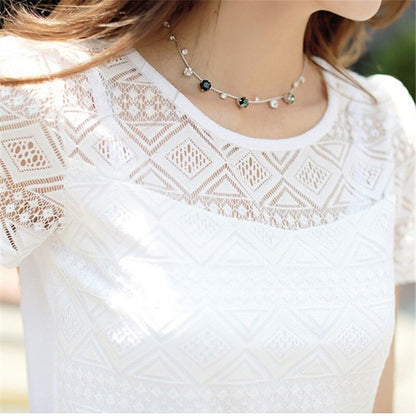 Jeseca New Women Clothing Chiffon Blouse Lace Crochet Female Korean Shirts Ladies Blusas Tops Shirt White Blouses Slim Fit Tops