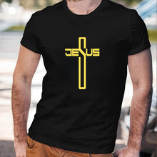 将图片加载到图库查看器，Jesus Christian Cross Printing T Shirts New Style Unique Men Casual Short Sleeve Tops Summer Tee Black White Hipster Streetwear
