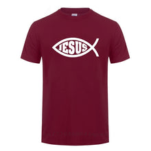 将图片加载到图库查看器，Jesus Fish Christ Print Unisex T-Shirt For Men Women Christian Jesus Faith Inspirational Fashion Brand T-shirt Men Clothing
