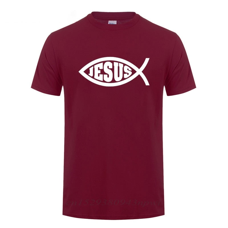 Jesus Fish Christ Print Unisex T-Shirt For Men Women Christian Jesus Faith Inspirational Fashion Brand T-shirt Men Clothing