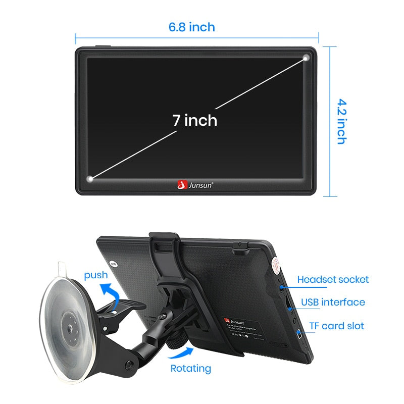 Junsun D100 GPS 7" HD Car GPS Navigation FM Bluetooth AVIN Navitel latest Europe Map Sat nav Truck GPS Navigators Automobile