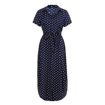 KANCOOLD Dress Womens Sexy Casual Daily Bow Tie V Neck Dot Button Dress Short Sleeve Soild Long Dress women 2018AUG14