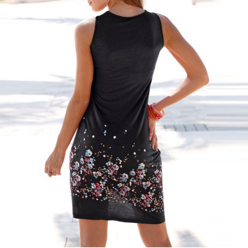 KANCOOLD Women Summer Brief Printing Sleeveless Evening Party Dress O Neck Loose Beach Vest dress women 2018jul31