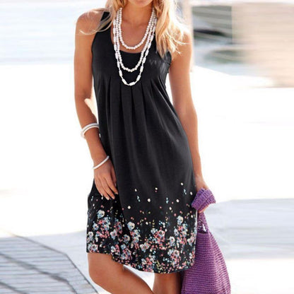 KANCOOLD Women Summer Brief Printing Sleeveless Evening Party Dress O Neck Loose Beach Vest dress women 2018jul31