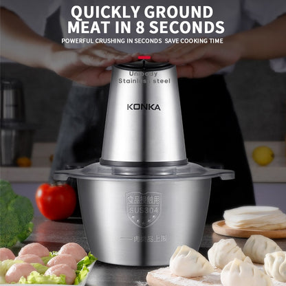 KONKA Professional All-Rounder Household Mincer 2 Speeds Double Blade 1.2L Stainless Steel Electric Chopper Meat Grinder Slicer