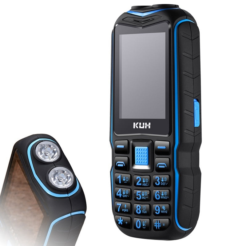 KUH Rugged Outdoor Mobile Phone Long Standby Power Bank Vibration Bluetooth Dual Flashlight Shockproof 15800mAh Loud Speaker