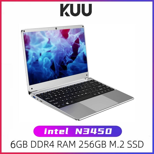 KUU KBOOK PRO 14.1 inch Intel N3450 Quad Core 6GB DDR4 RAM 256GB SSD Notebook IPS Laptop with additional Sata 2.5 port