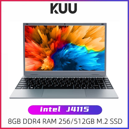KUU XBOOK 14.1 Inch 8GB DDR4 RAM 128G 256G SSD Windows 10 Included Laptop Intel J4115 Quad Core Keyboard Student Notebook