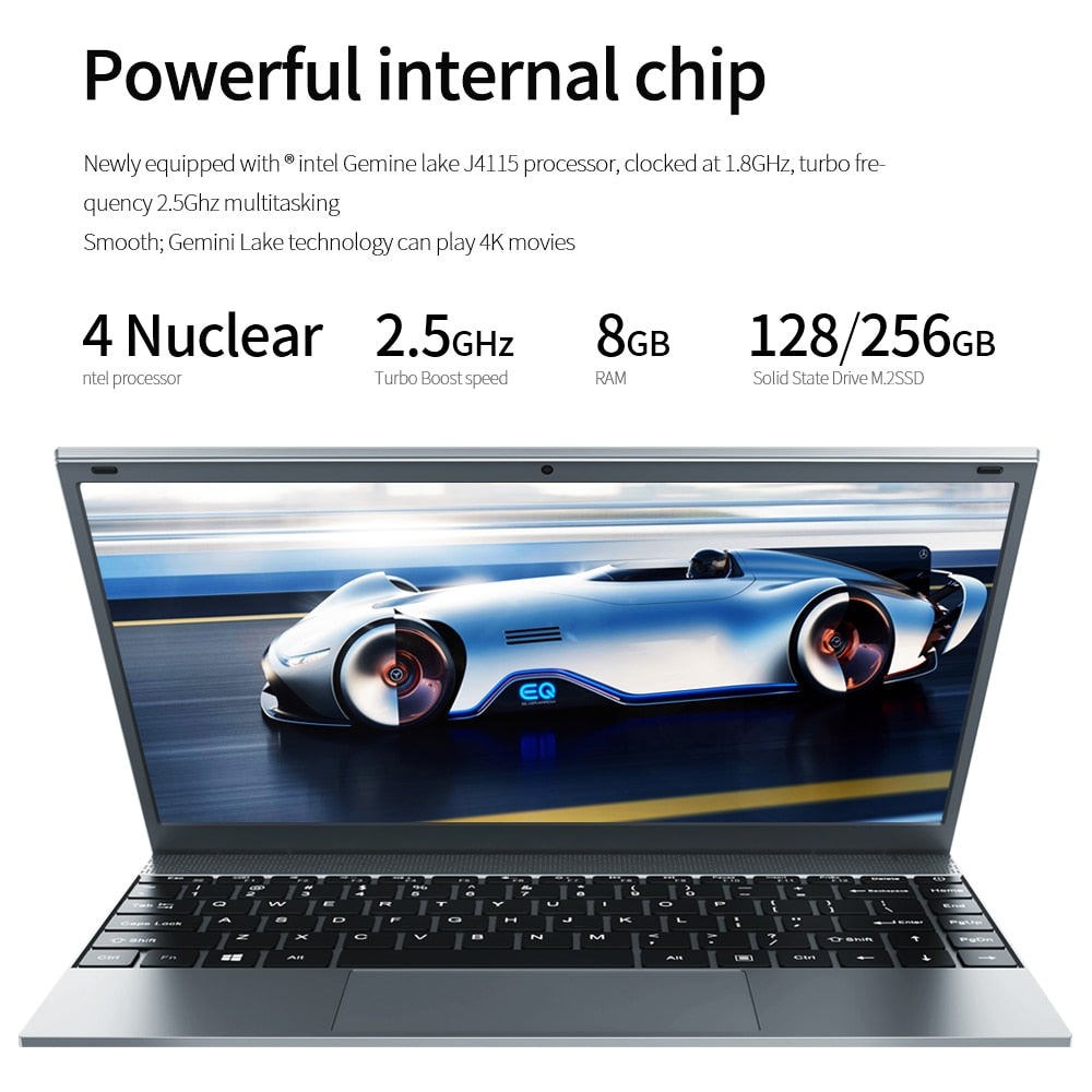 KUU XBOOK 14.1 Inch 8GB DDR4 RAM 128G 256G SSD Windows 10 Included Laptop Intel J4115 Quad Core Keyboard Student Notebook