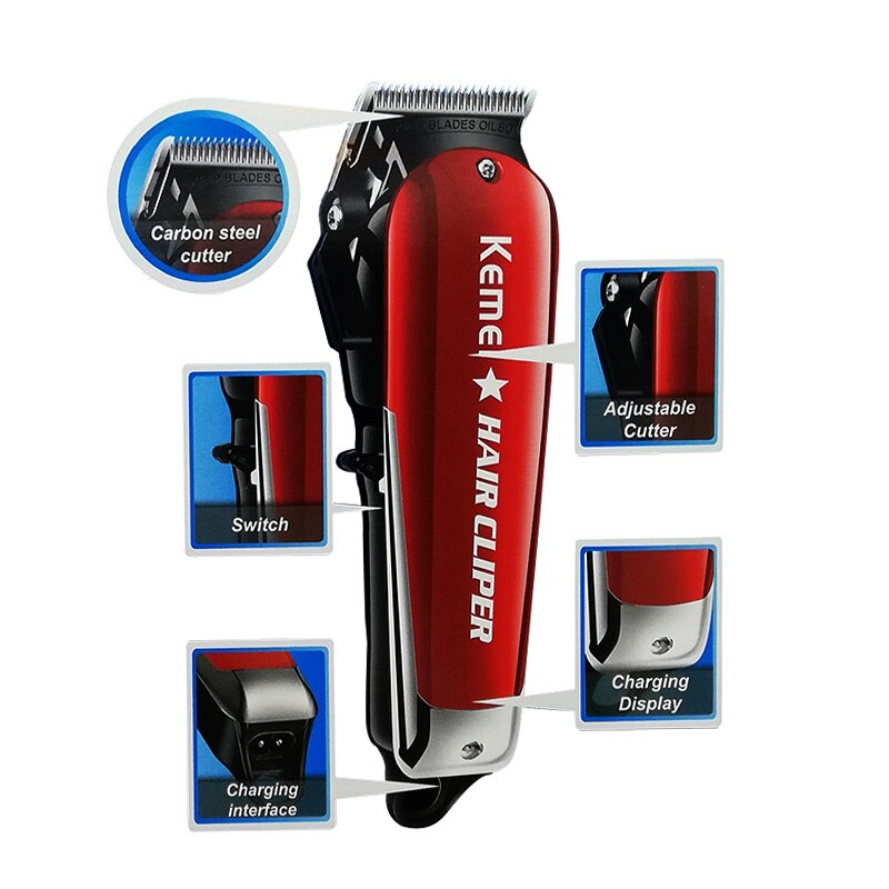 Kemei 9W Barber Powerful Hair Clipper Professional Hair Trimmer for Men Electric Cutter Hair Cutting Machine Haircut Salon Mower