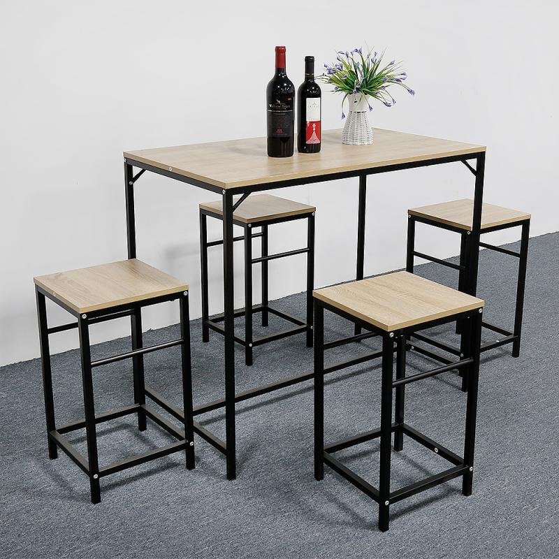 Kitchen Furniture Wooden Particleboard Table With 4Chairs Durable Home Dining Table And Chair Furniture Suit Dining Room Set HWC