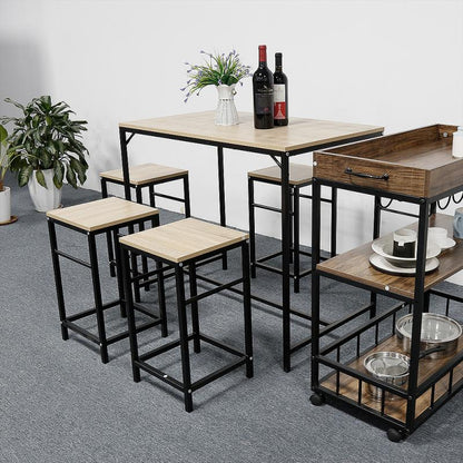 Kitchen Furniture Wooden Particleboard Table With 4Chairs Durable Home Dining Table And Chair Furniture Suit Dining Room Set HWC