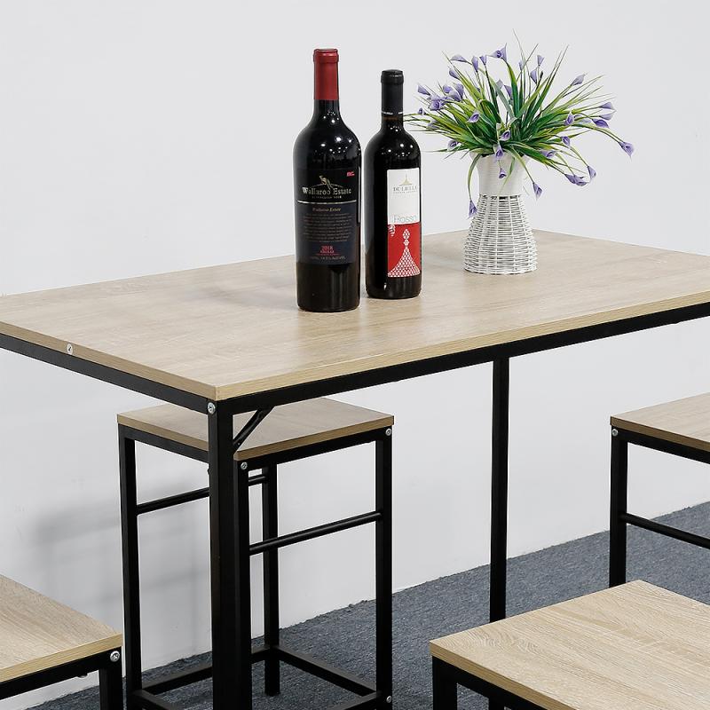 Kitchen Furniture Wooden Particleboard Table With 4Chairs Durable Home Dining Table And Chair Furniture Suit Dining Room Set HWC