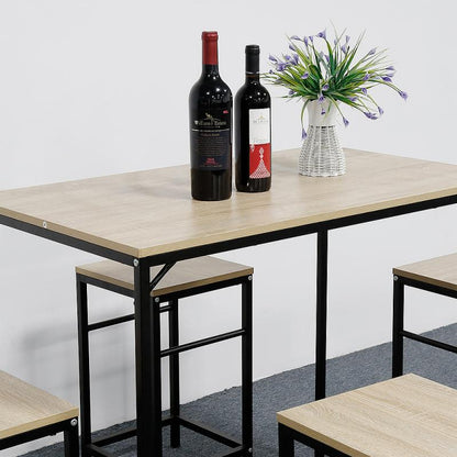 Kitchen Furniture Wooden Particleboard Table With 4Chairs Durable Home Dining Table And Chair Furniture Suit Dining Room Set HWC